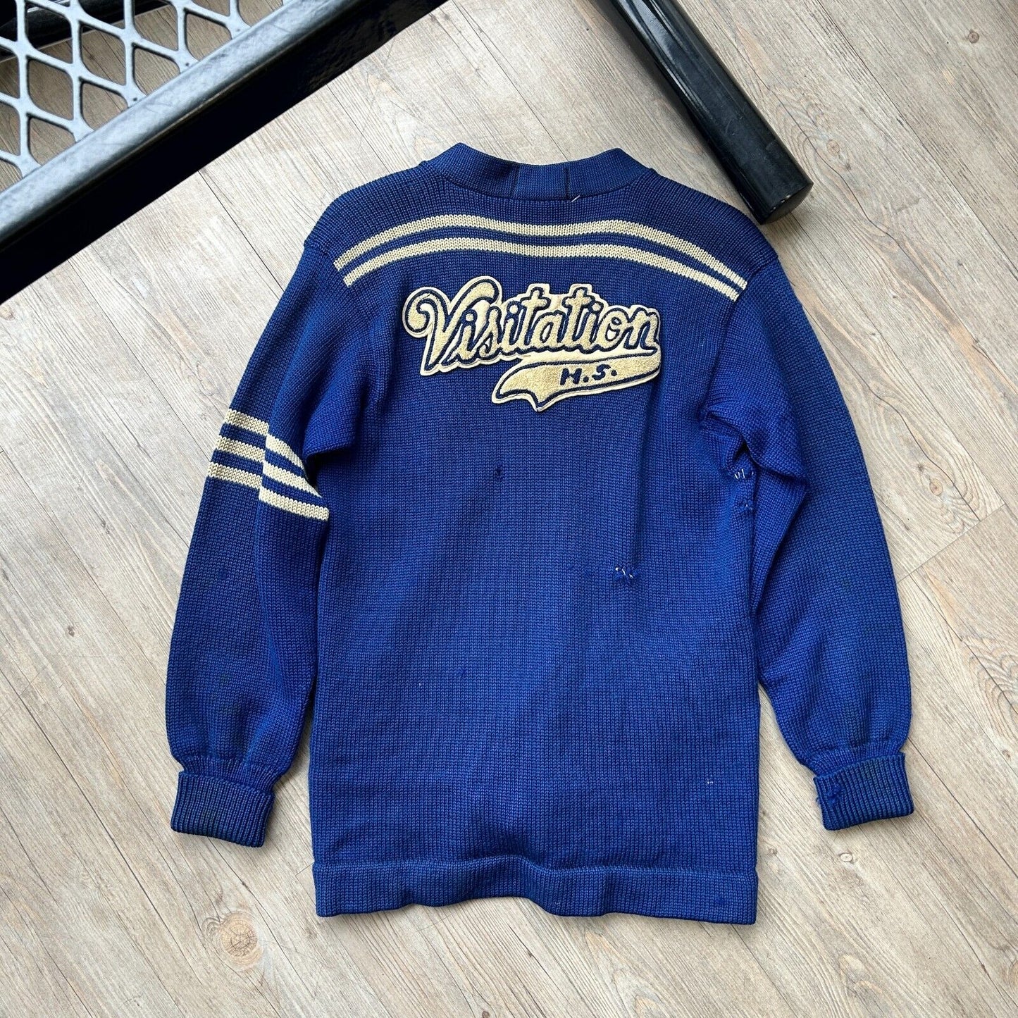 VINTAGE 50s-60 | Englewool Varsity Wool Knit Cardigan Sweater sz S-M Adult