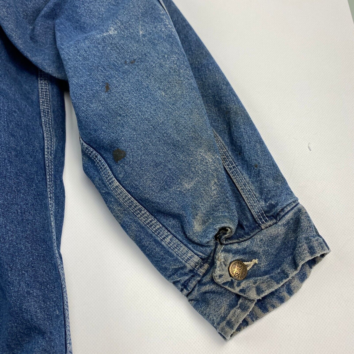 VINTAGE Sears Faded Denim Chore Workwear Jacket Lined sz XXL Adult Men
