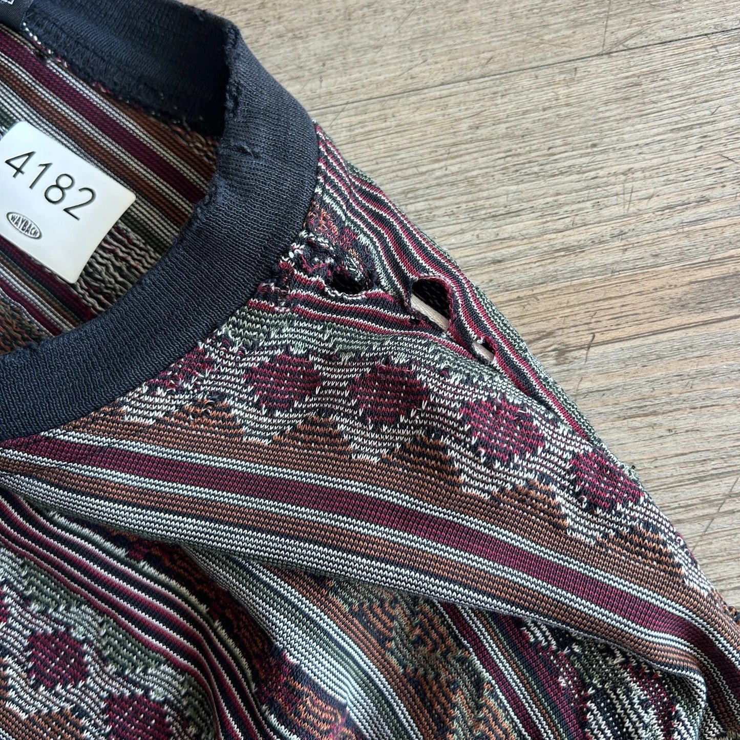 VINTAGE 90s | No Fear Textured Striped Thrashed Surf Skate T-Shirt sz L