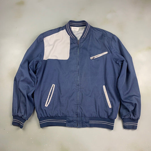 VINTAGE 90s Navy/ Grey Reversible Light Bomber Jacket sz Large Adult