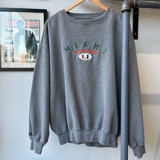 VINTAGE | Miami University Hurricanes Embroidered Crew Sweater sz XL