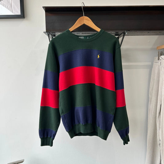 VINTAGE 90s | POLO Ralph Lauren Striped Color Block Crewneck Sweater sz S/M