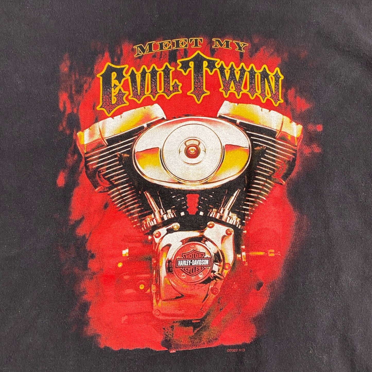 VINTAGE Harley Davidson Meet My Evil Twin Biker Black T-Shirt sz XL Men Adult