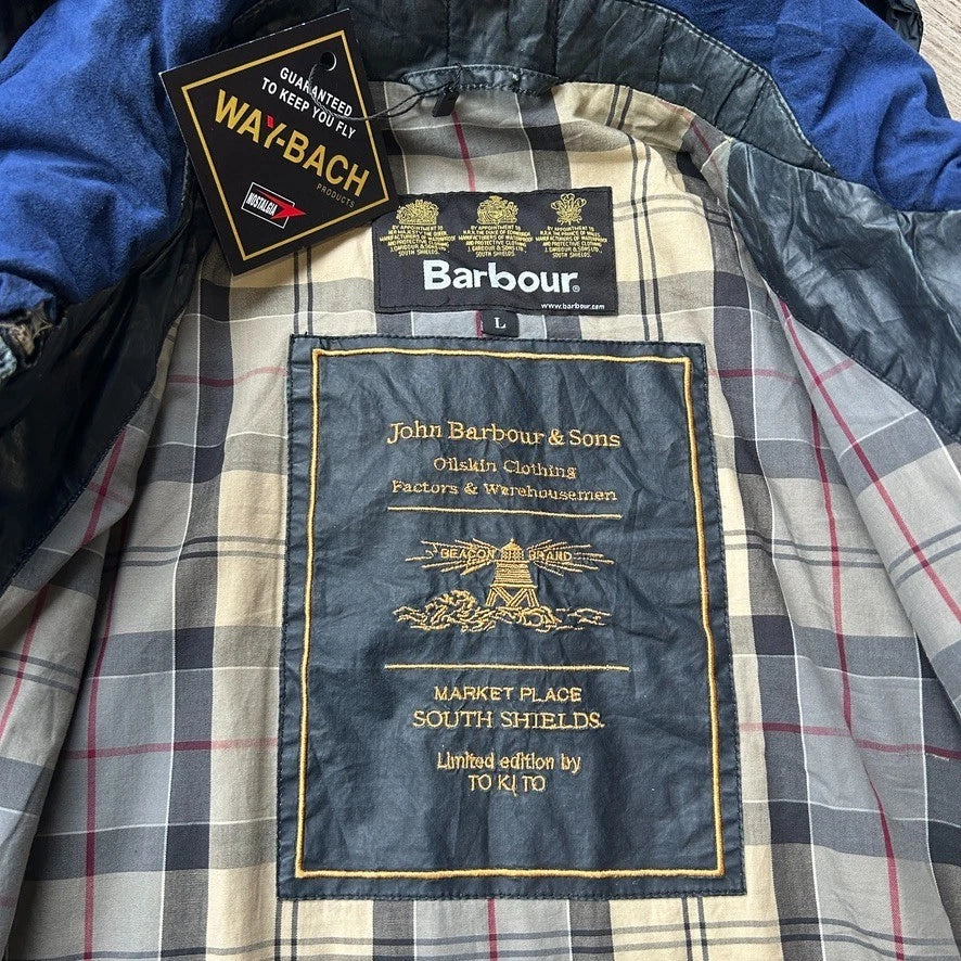VINTAGE | Barbour To Ki To Waxed Blue Field Jacket sz L