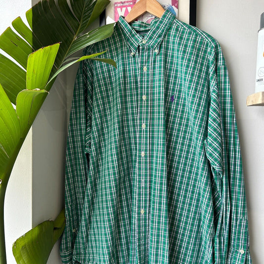 VINTAGE | POLO Ralph Lauren Green Blake Fit Button Down Shirt sz XL Adult