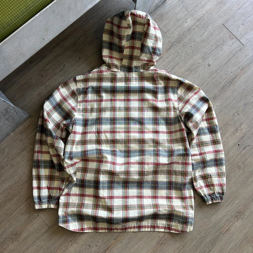 VINTAGE 90s | GAP Plaid Cotton Canvas 1/4 Zip Anorak Jacket sz S/M