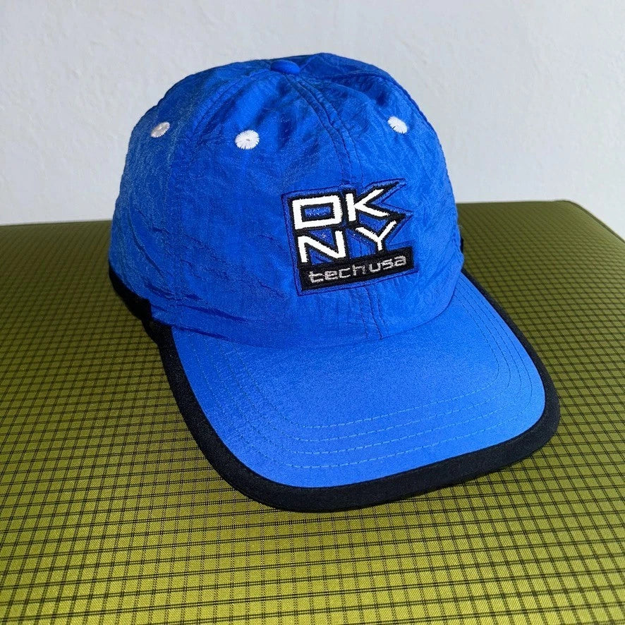 VINTAGE | DKNY Tech Usa Reflective Logo Nylon Cap Hat sz OS