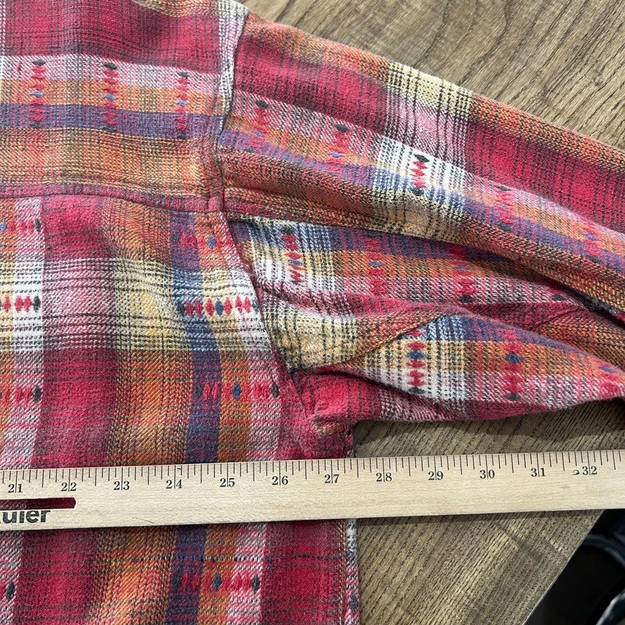 VINTAGE 90s | Weekends Plaid Western Flannel Cotton Button Down Shirt sz XXL