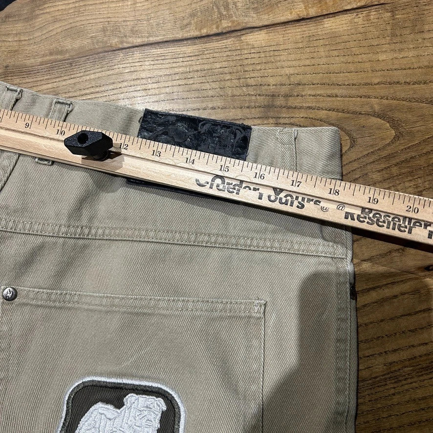 VINTAGE | EXCO Baggy Beige Embroidered Denim Pants sz W36 L32