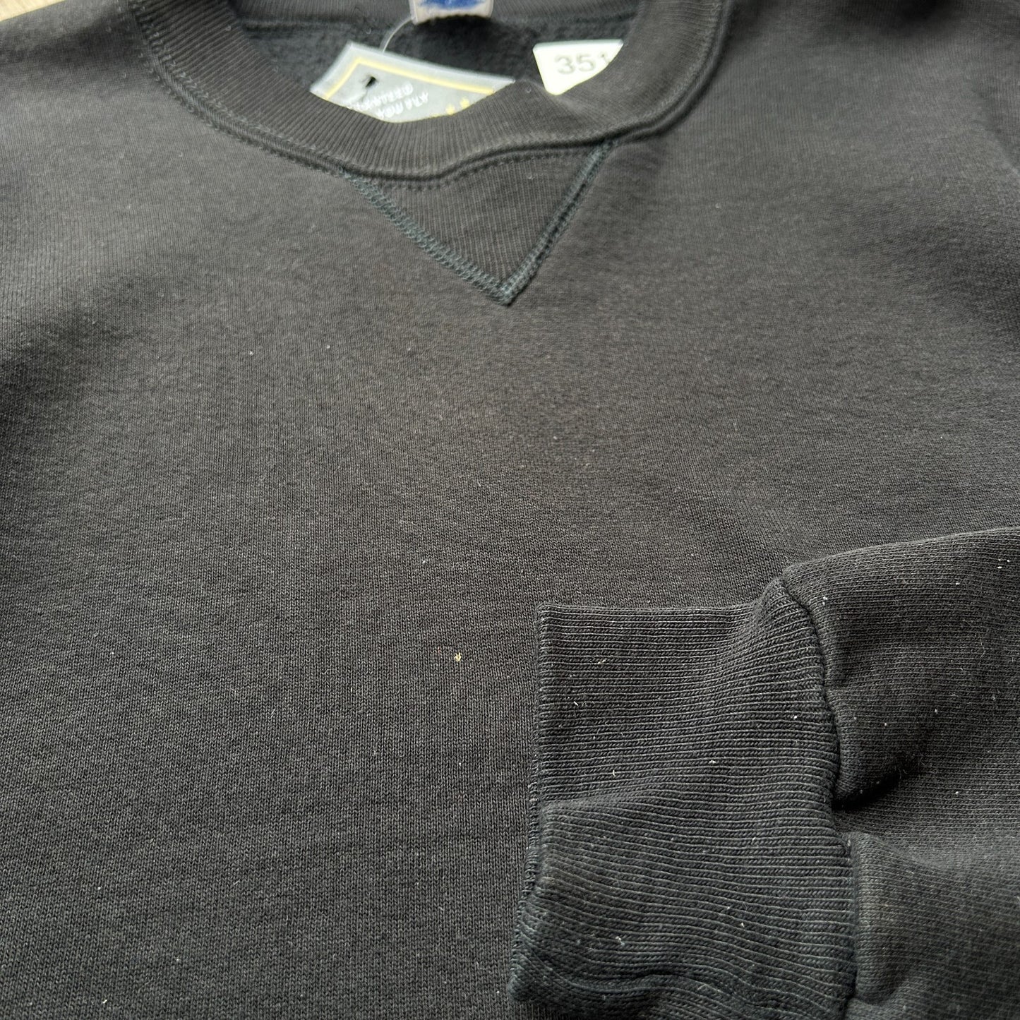 VINTAGE 90s | Russell Athletic Black Crew Sweater Made in USA sz M