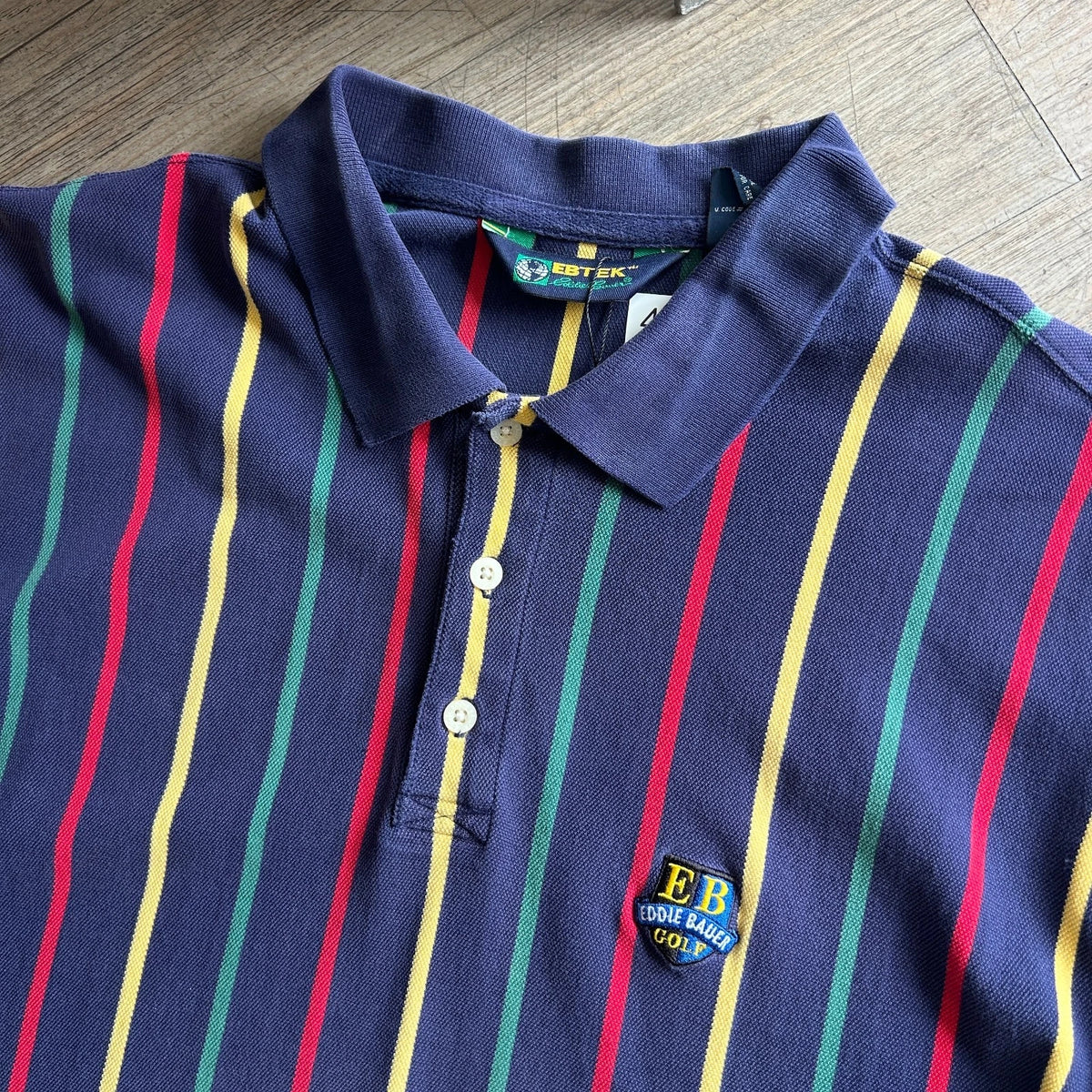 1990s | Vintage EBTEK Eddie Bauer Golf Vertical Striped Polo Shirt sz L