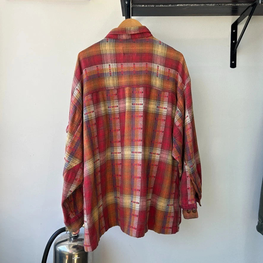 VINTAGE 90s | Weekends Plaid Western Flannel Cotton Button Down Shirt sz XXL