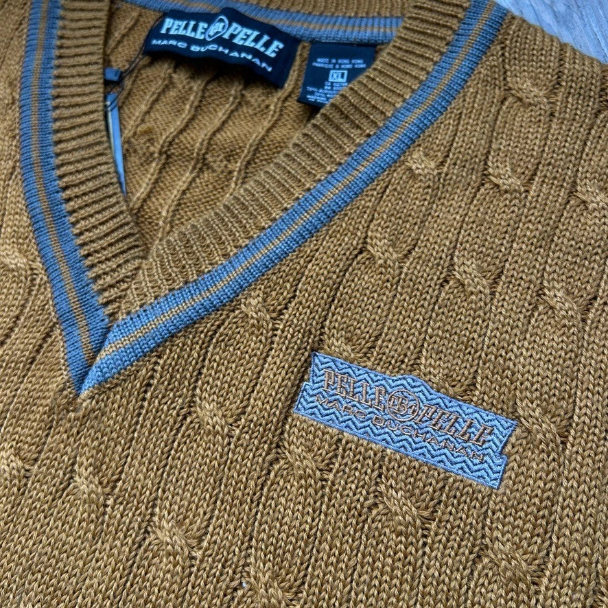 VINTAGE | Pelle Pelle Marc Buchanan Cable Knit Vest Sweater sz XL
