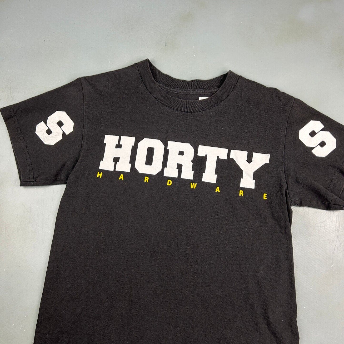 SHORTYS Hardware Spell Out Skateboarding Black T-Shirt sz Small Adult
