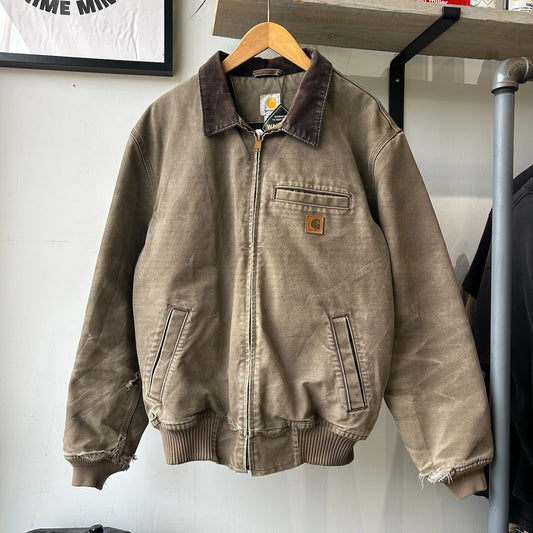 VINTAGE | Carhartt Corduroy Collar Sun Faded Western Bomber Jacket sz L
