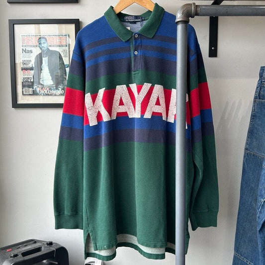 VINTAGE 90s | Ralph Lauren KAYAK Rugby Polo Shirt sz XL