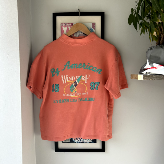 VINTAGE 90s Windsurf Short Sleeve Crewneck Sweater sz S Adult Made In italy