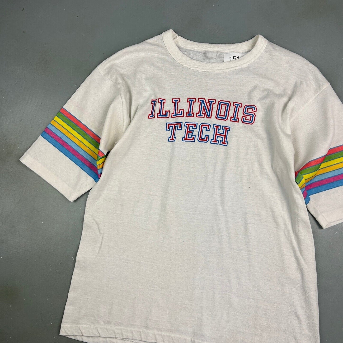 VINTAGE 70s Illinois Tech University 3/4 Sleeve T-Shirt sz Small Men Adult