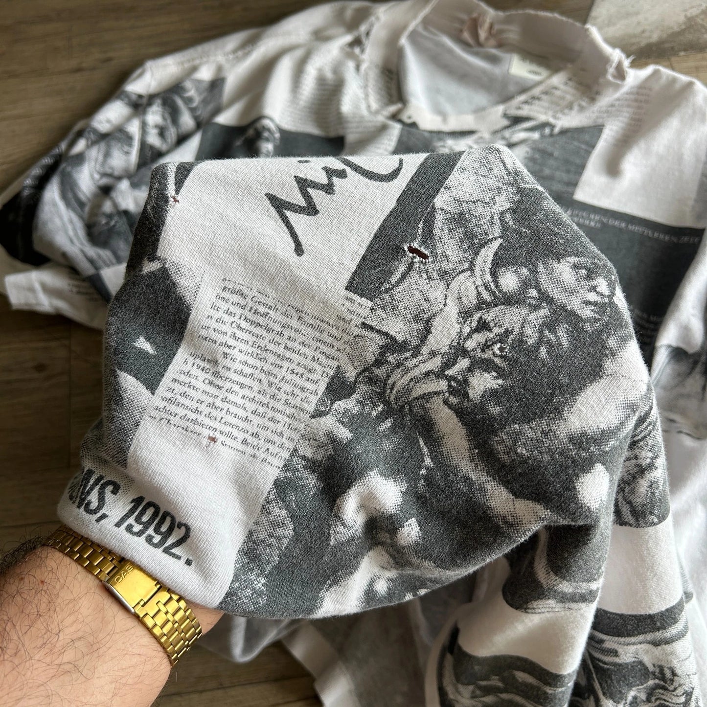 VINTAGE 1992 | Michelangelo Italian Sculptures & Art AOP Thrashed T-Shirt sz XL