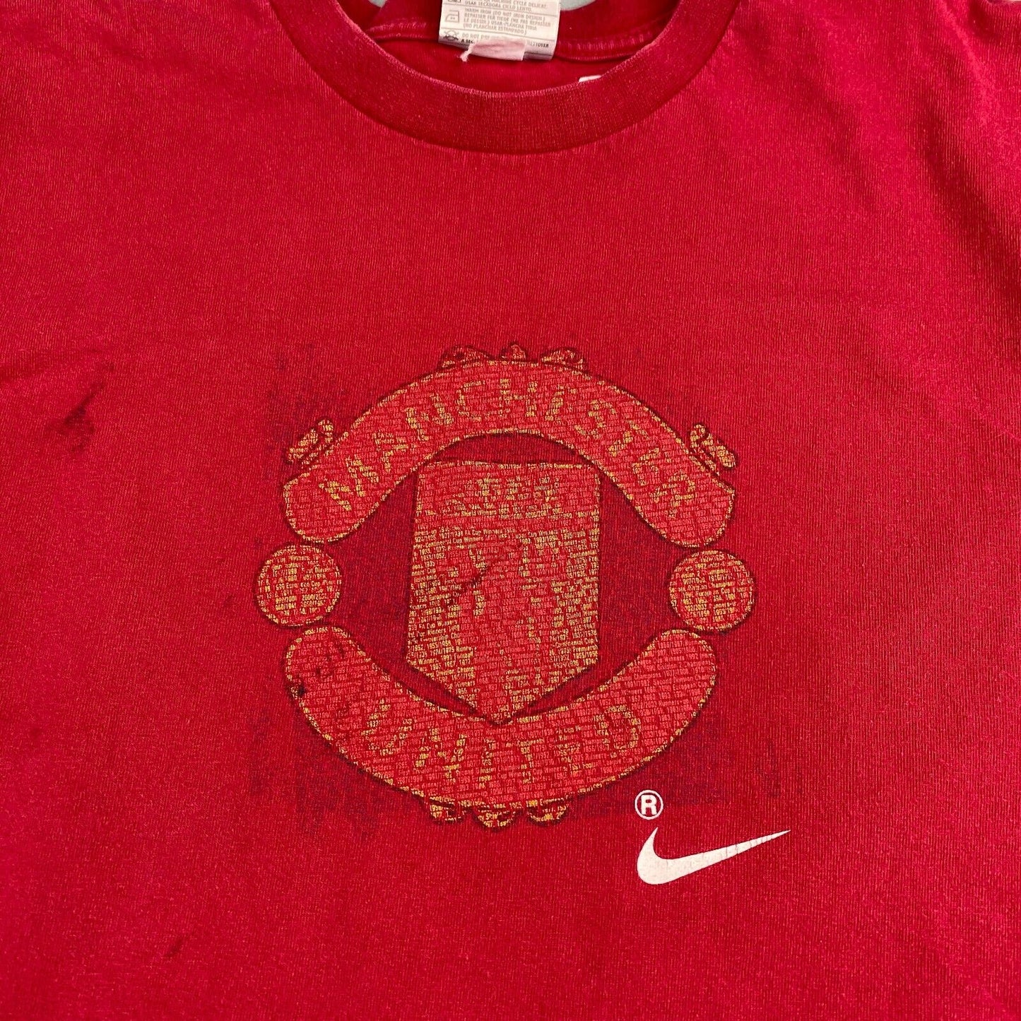 VINTAGE NIKE Manchester United Red T-Shirt sz Medium Adult