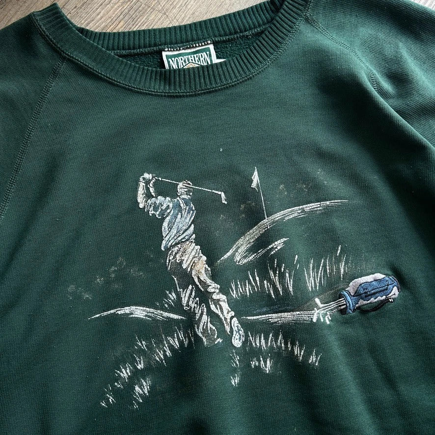 1990s | Embroidered GOLF SHOT Artwork Vintage Crewneck Sweater sz XL