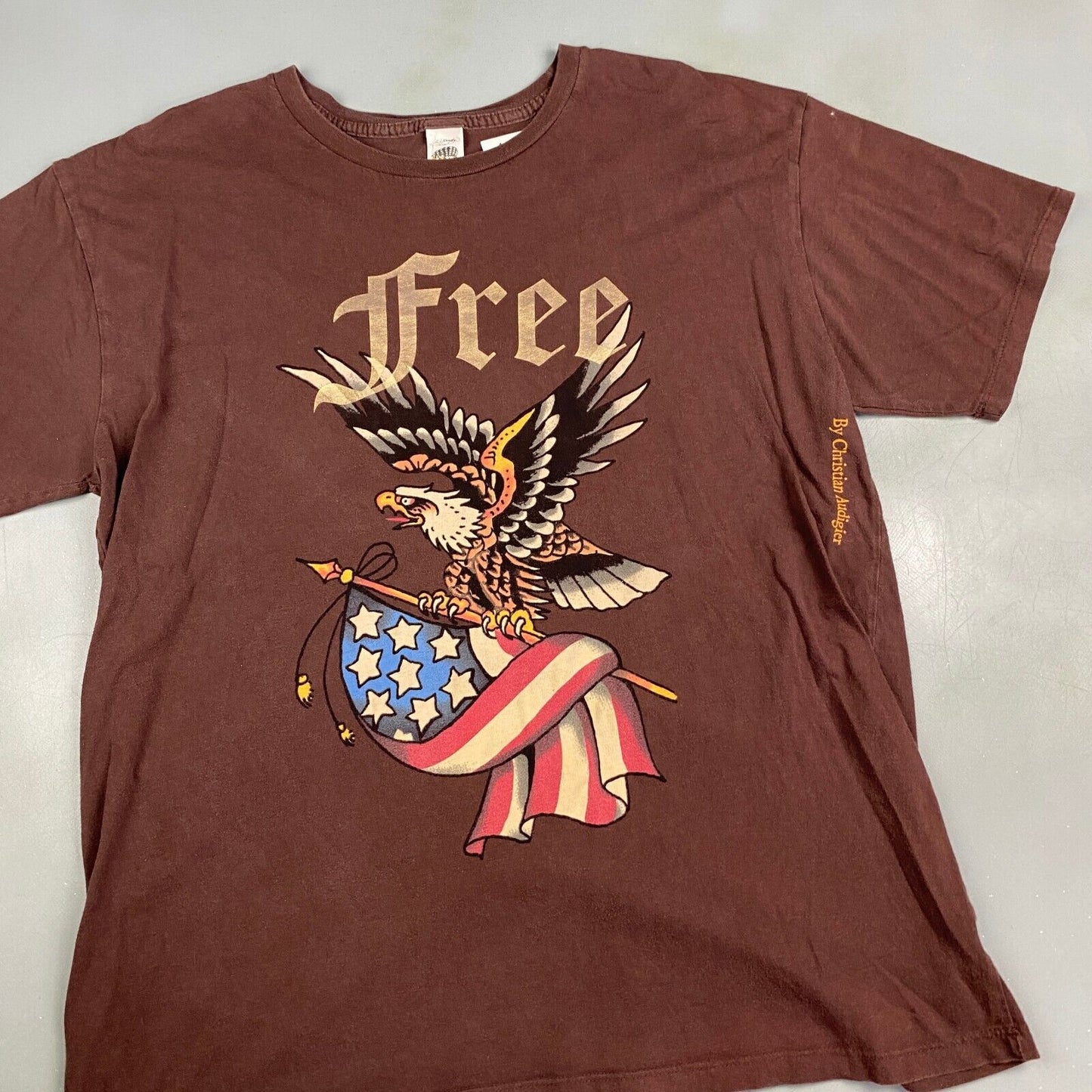 VINTAGE Ed Hardy Free Graphic Brown T-Shirt sz XL Adult