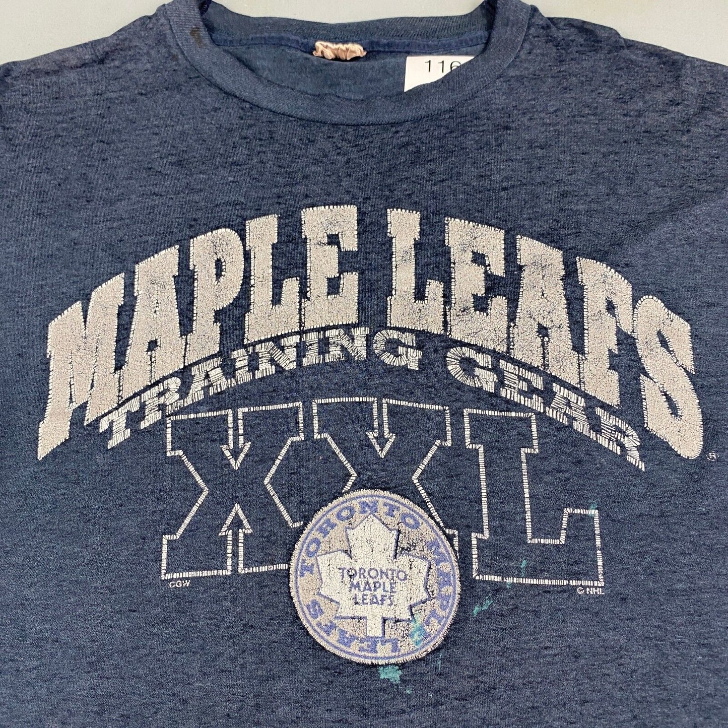 VINTAGE 90s Toronto Maple Leafs XXL Training Gear Hockey T-Shirt sz Large Adult