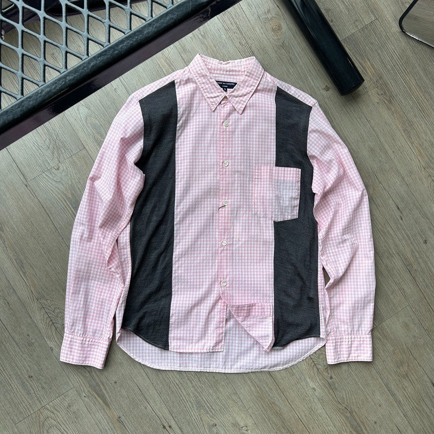 Comme Des Garcons Homme | Gingham Cotton Panel Button Down Shirt sz S/M