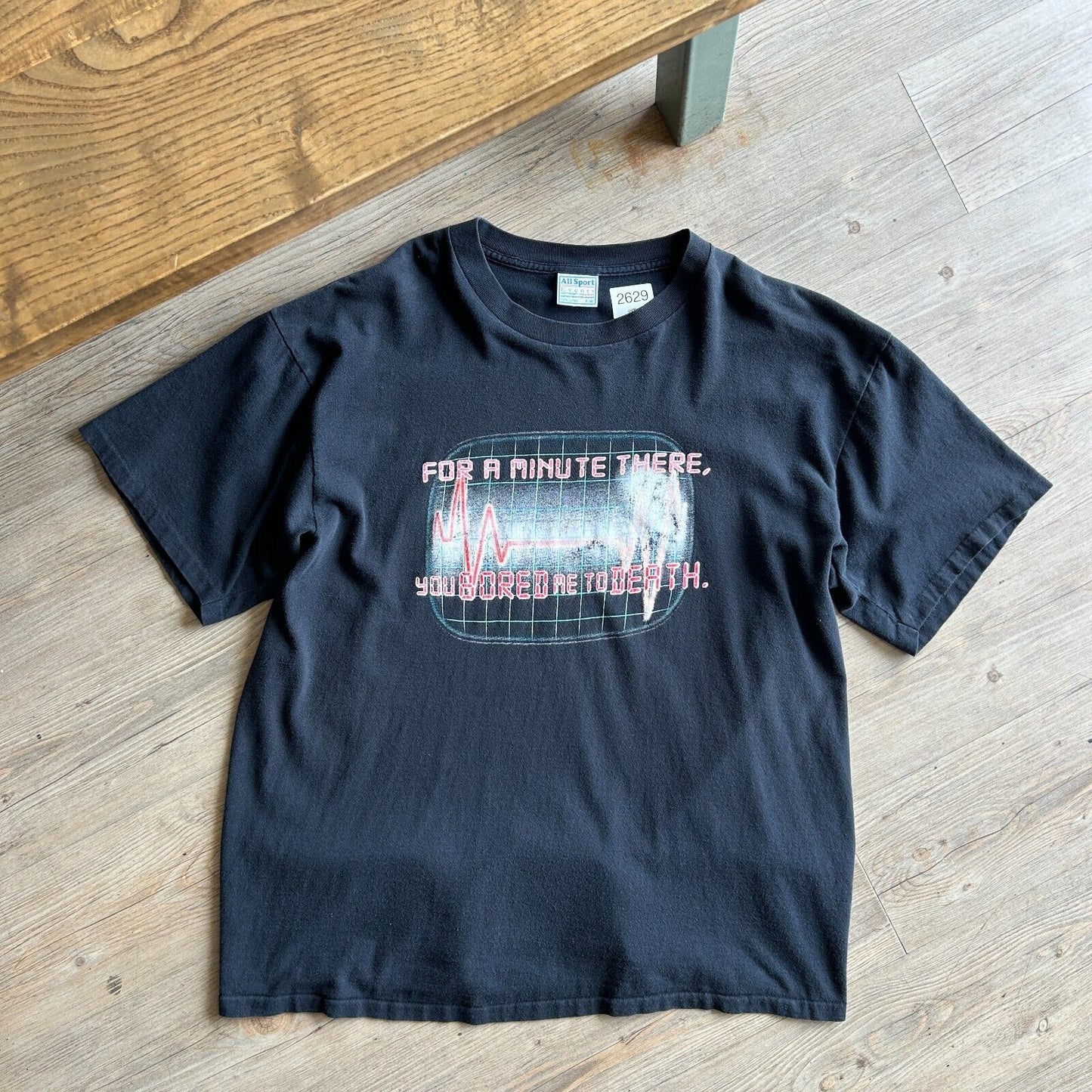 VINTAGE 90s | You Bored Me To Death Heart Rate T-Shirt sz XL