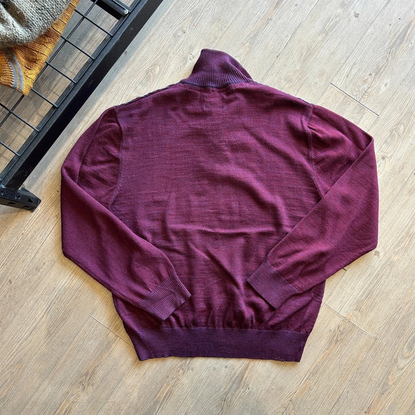 VINTAGE | Ocean Sport Merino Wool 1/4 Zip 3D Knit Sweater sz L/XL