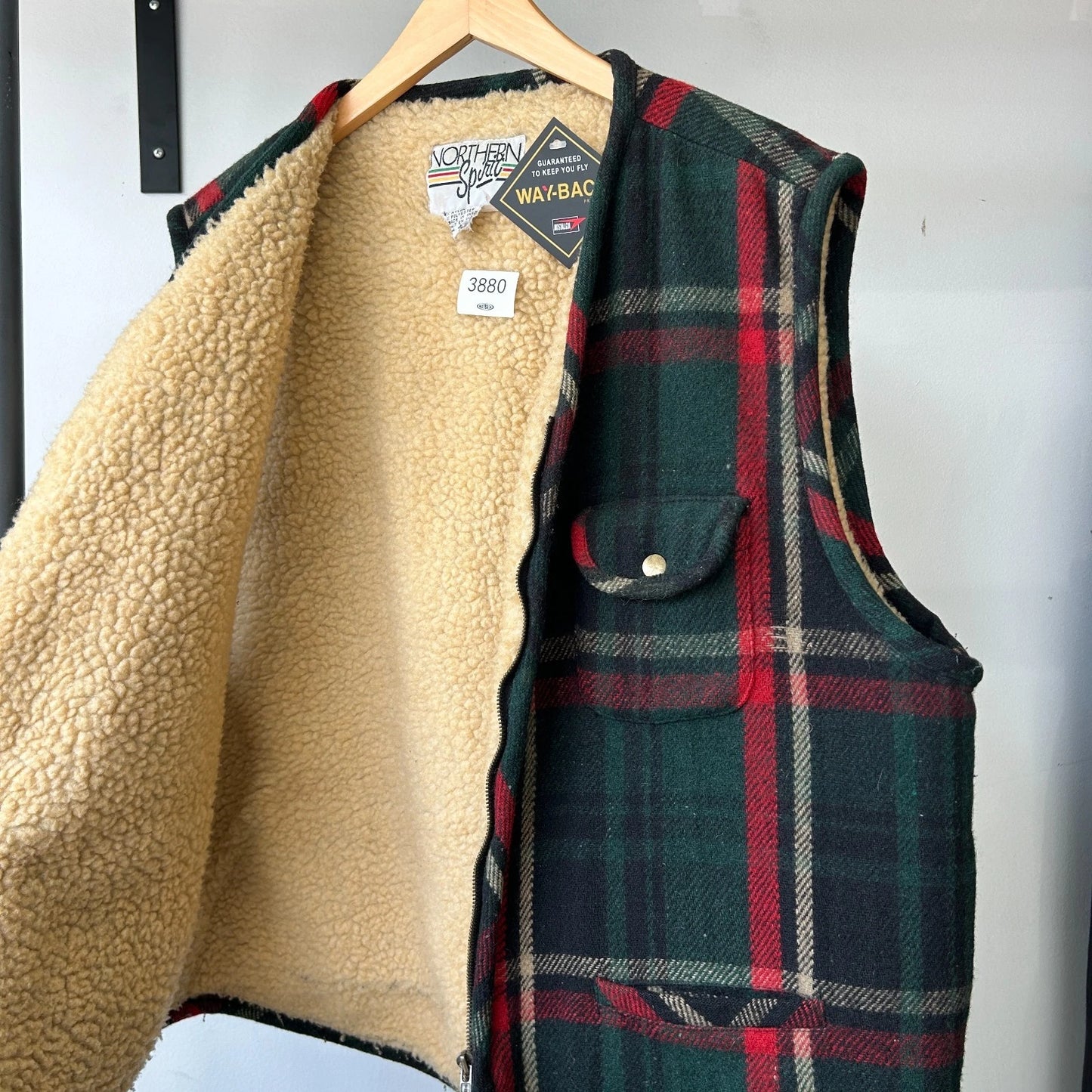 VINTAGE | Northern Spirit Wool Blend Plaid Sherpa Lined Vest Jacket sz M/L
