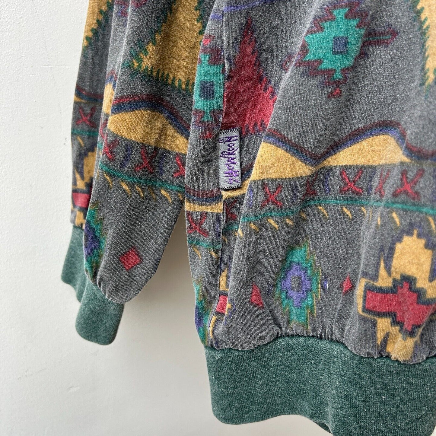 VINTAGE 90s | Tribal Aztec All Over Print Crew Sweater sz L
