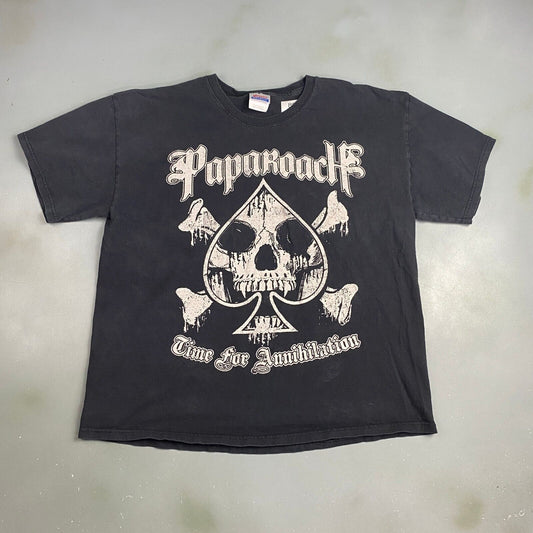 VINTAGE Papa Roach Time For Annihilation Faded Band T-Shirt sz XL Men Adult