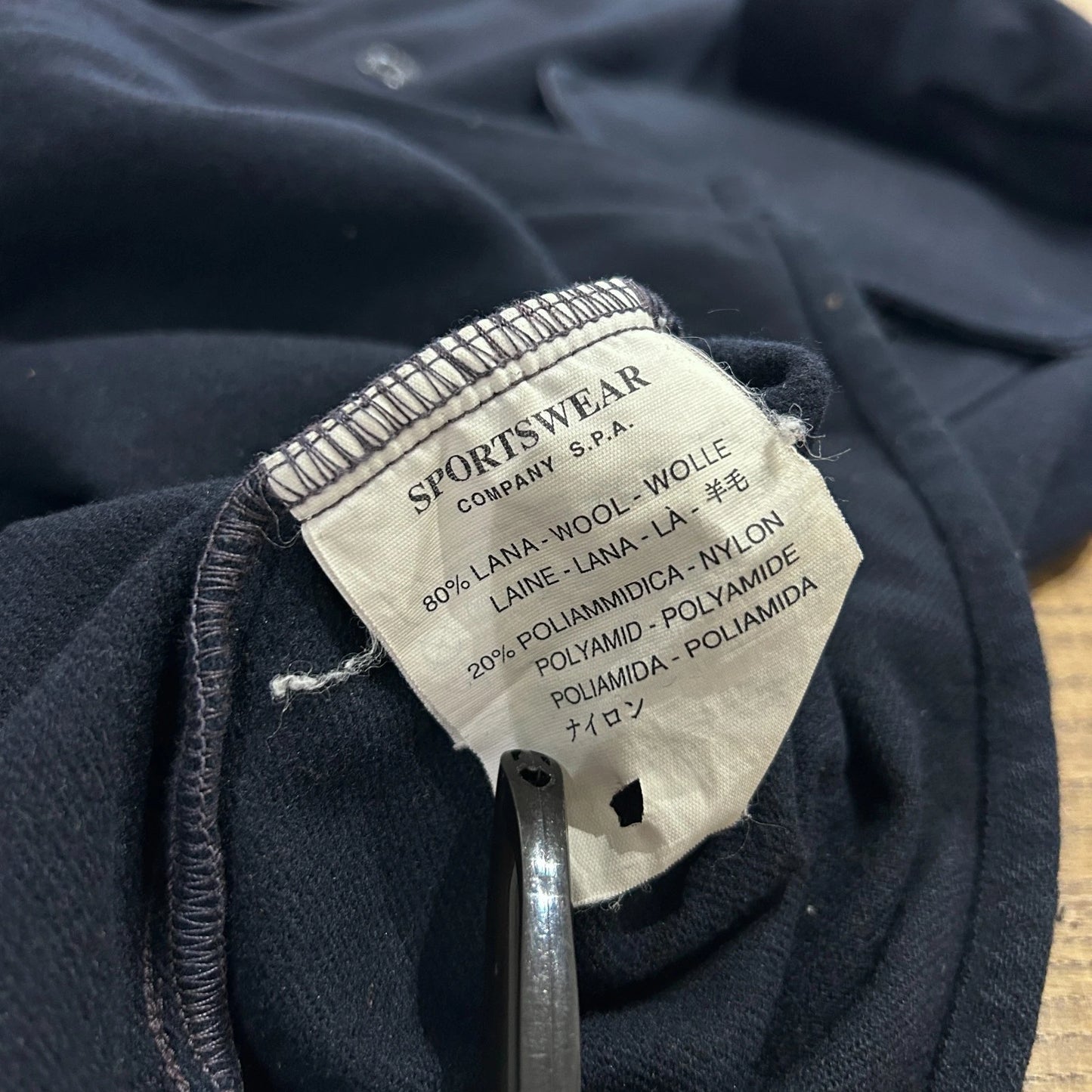 VINTAGE 1997 | Stone Island Navy Wool Blend Button Down Shirt sz M