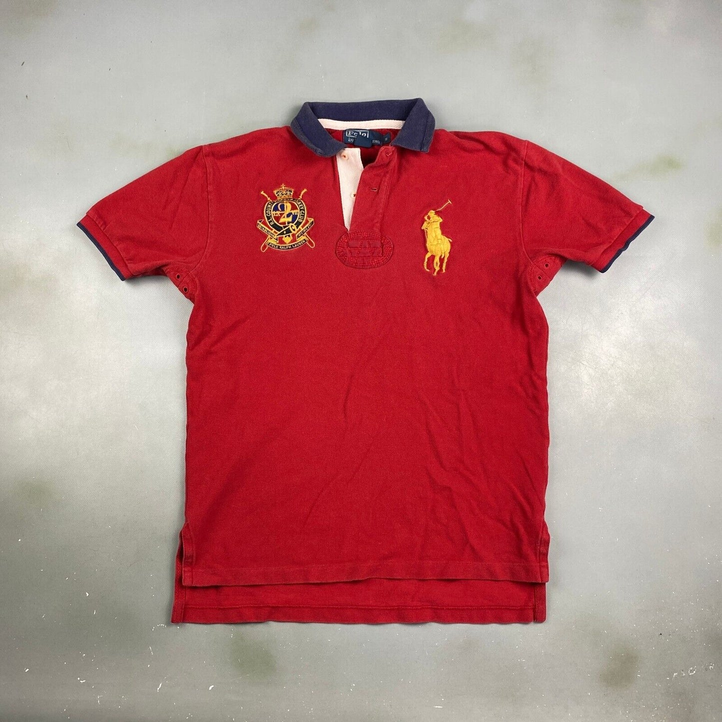 VINTAGE Ralph Lauren Polo Crest Red Polo Shirt sz Small Men Adult