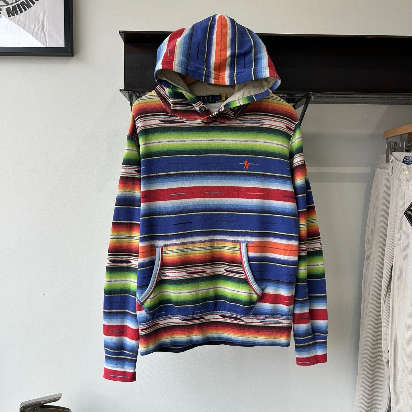 POLO Ralph Lauren Serape Print Striped Hoodie Sweater sz M