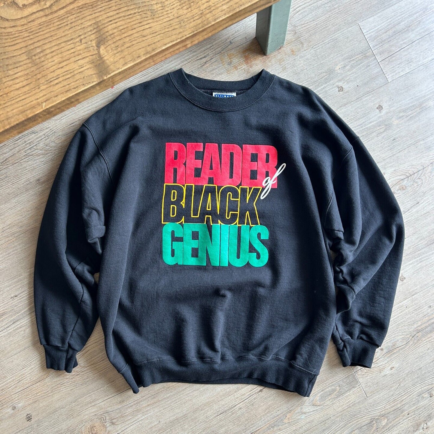 VINTAGE 90s | Reader Of Black Genius Crew Sweater sz L