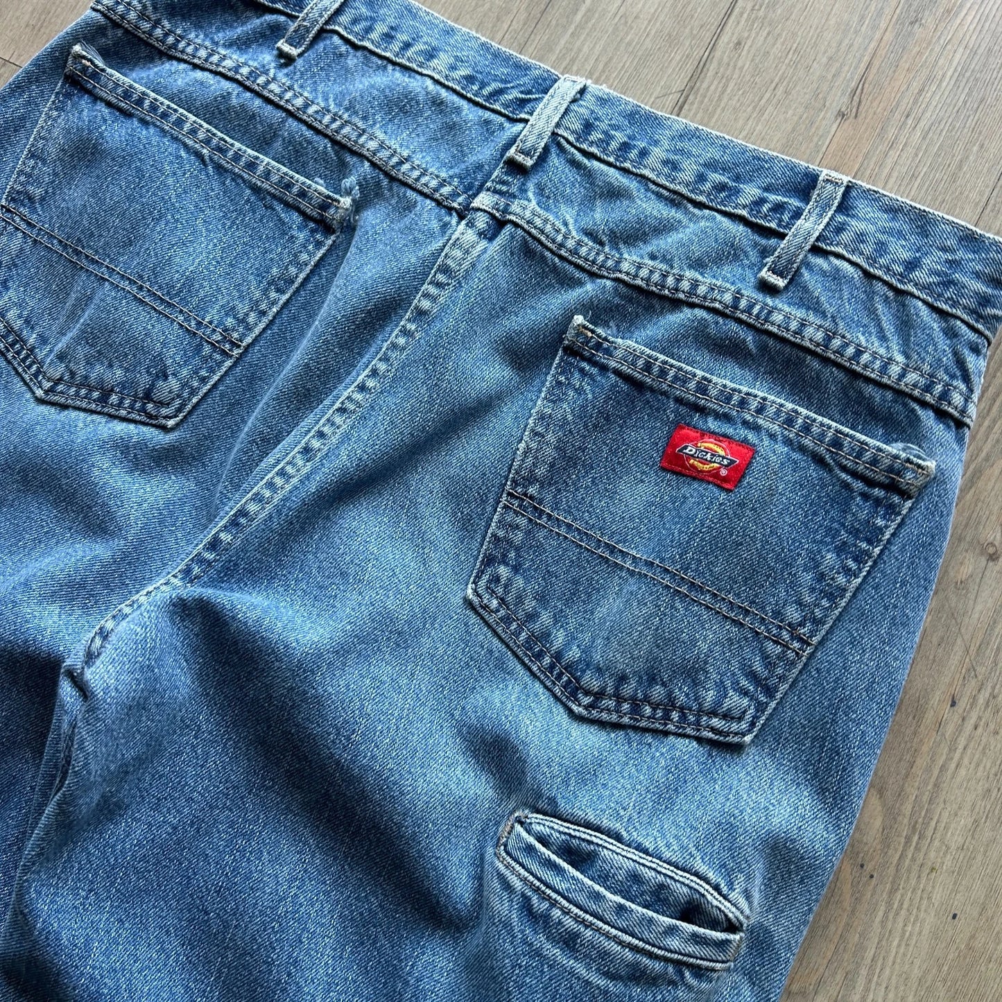 VINTAGE | Dickies Faded Blue Baggy Double Knee Jeans Pants sz W35 L30