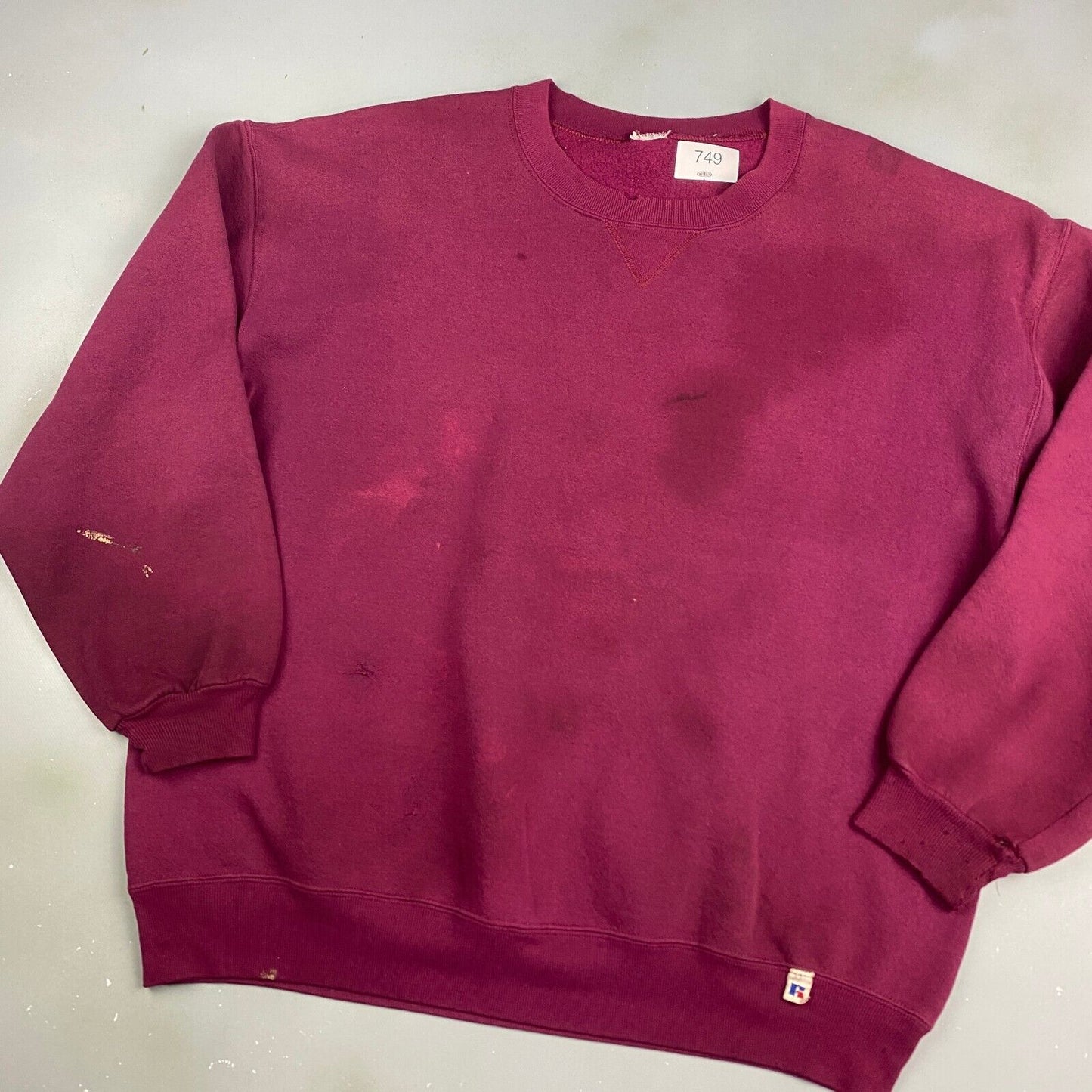 VINTAGE 90s Russell Athletic Faded Dark Red Crewneck Sweater sz XXL Adult Men
