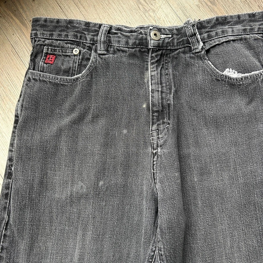 VINTAGE | Exhaust Faded Thrahed Black Baggy Denim Pants sz W34 L30