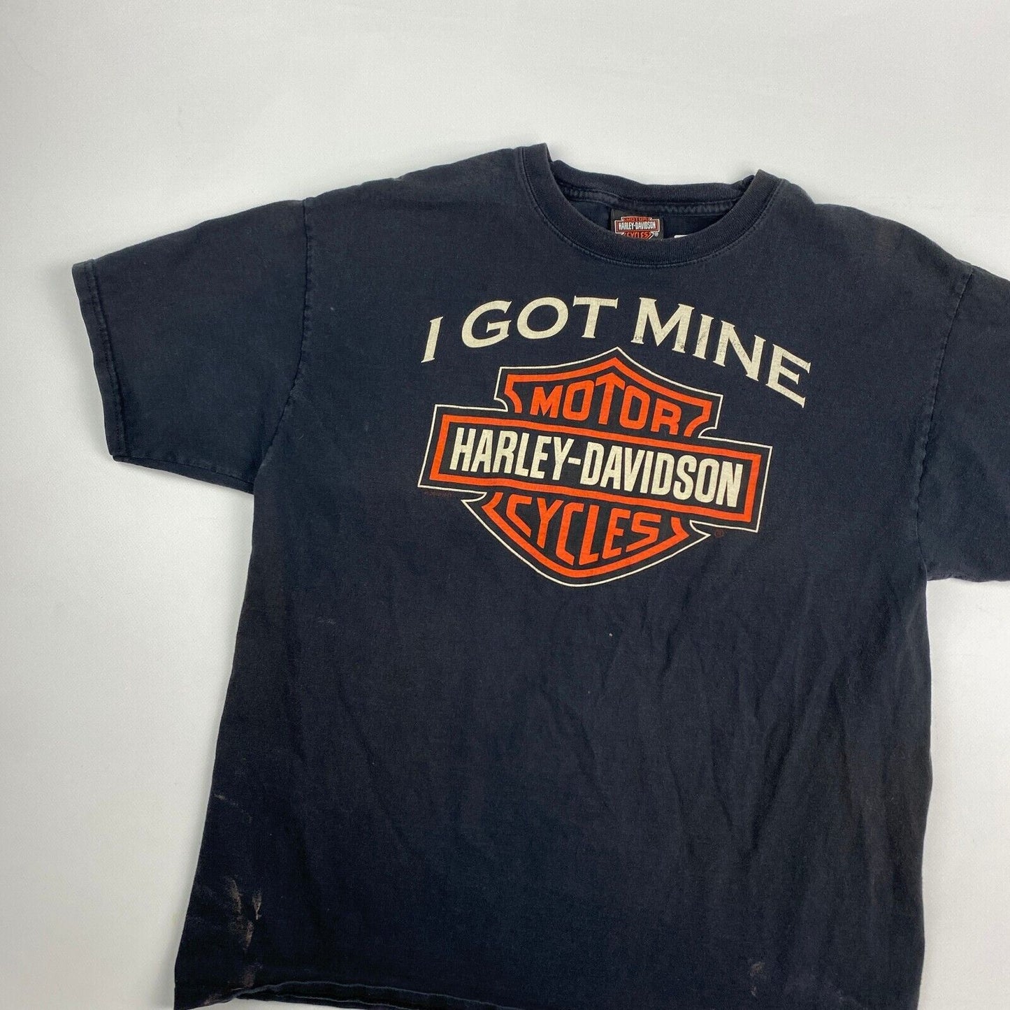 VINTAGE I Got Mine Harley Davidson Big Logo Biker T-Shirt sz Medium Men