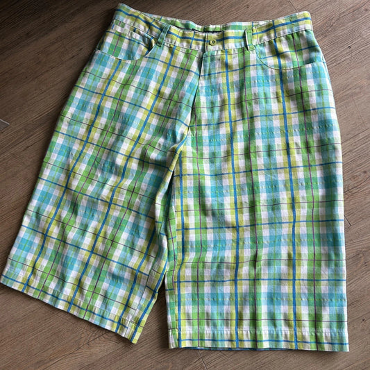 VINTAGE | Beyond The Limit Plaid Baggy Fit Y2K Shorts sz W36