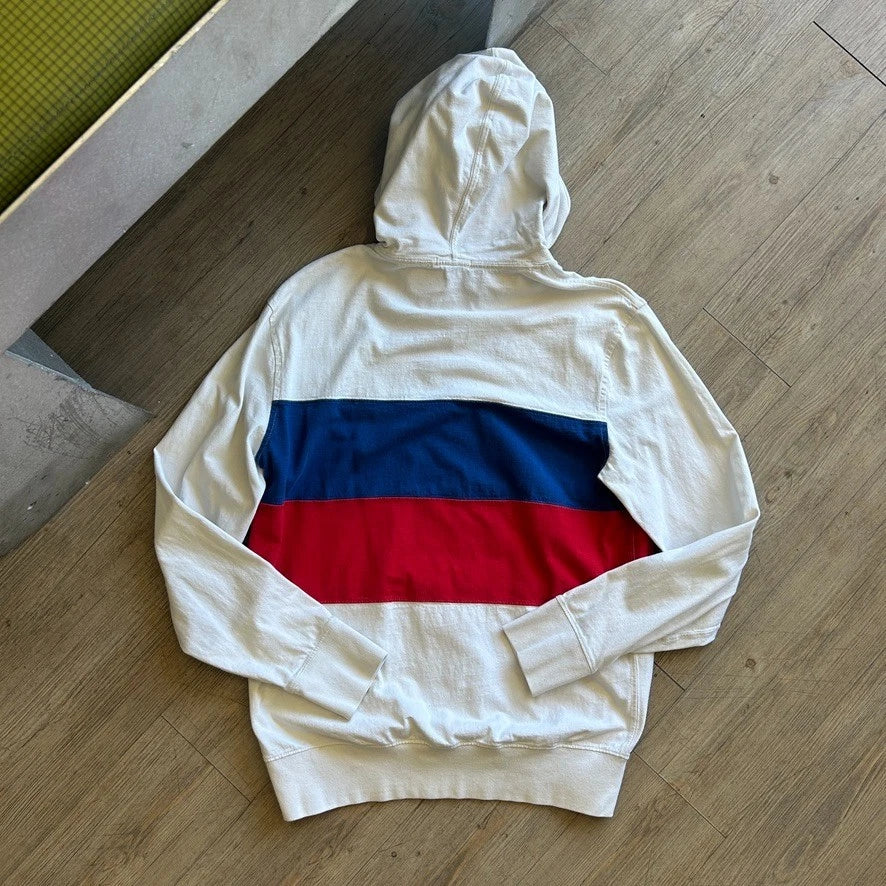 VINTAGE 90s Y2k | J.Crew Striped Hooded Light Sweatshirt sz M