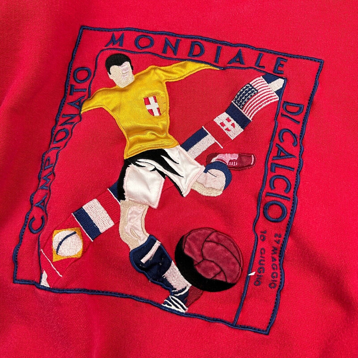 VINTAGE 80s | ADIDAS Italia Embroidered Football Crewneck Sweater sz M Adult