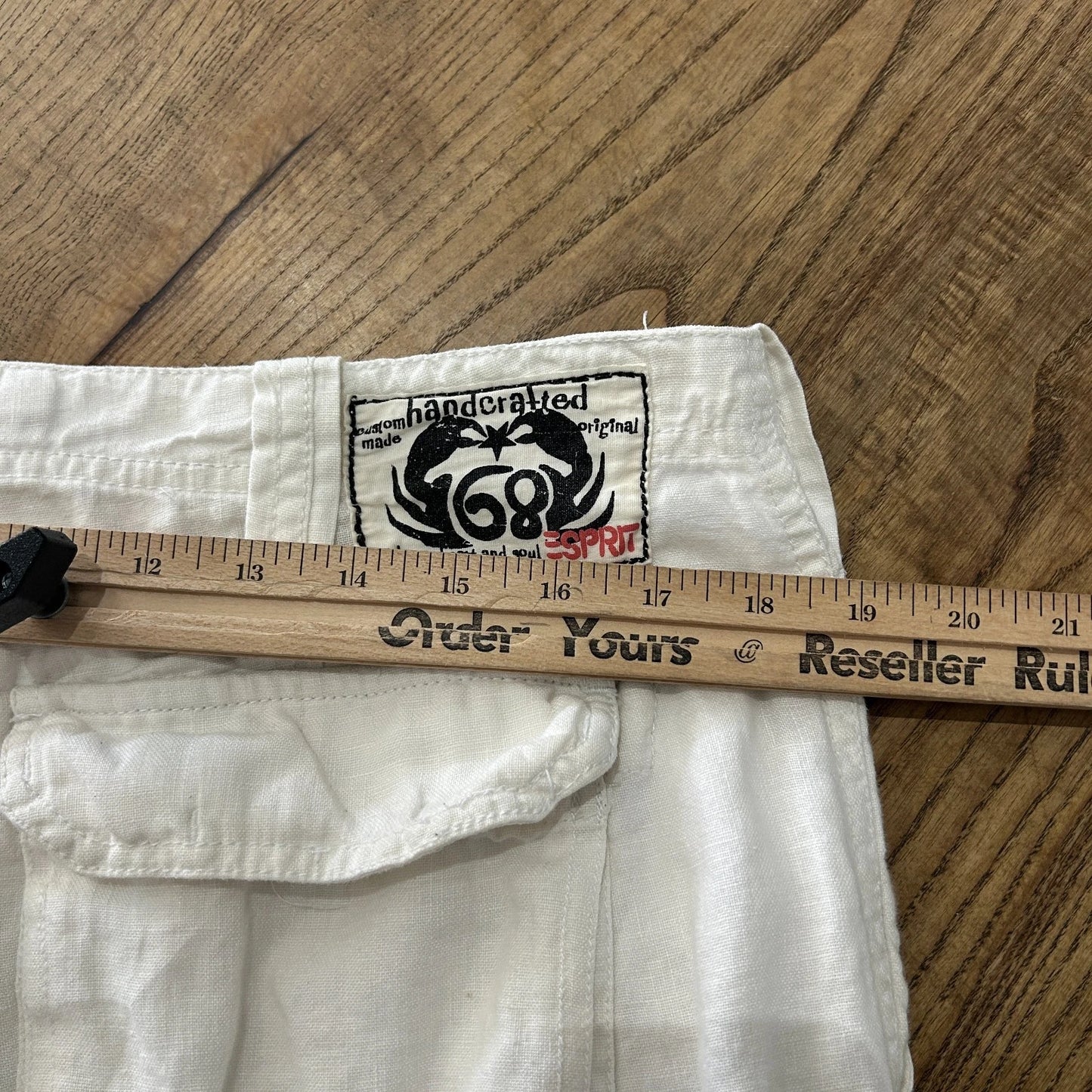 Esprit Co N.Y | White Linen Loose Fit Vintage Y2K Cargo Shorts sz W35