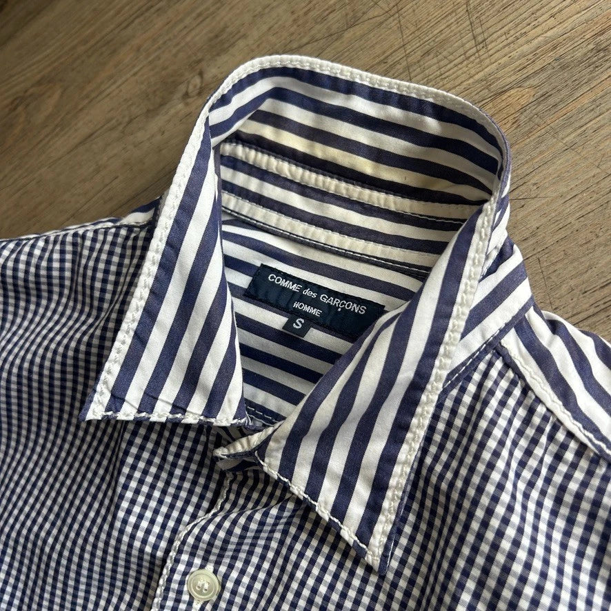 Comme Des Garcons Homme | Gingham Pinstriped Short Sleeve Button Down Shirt sz S