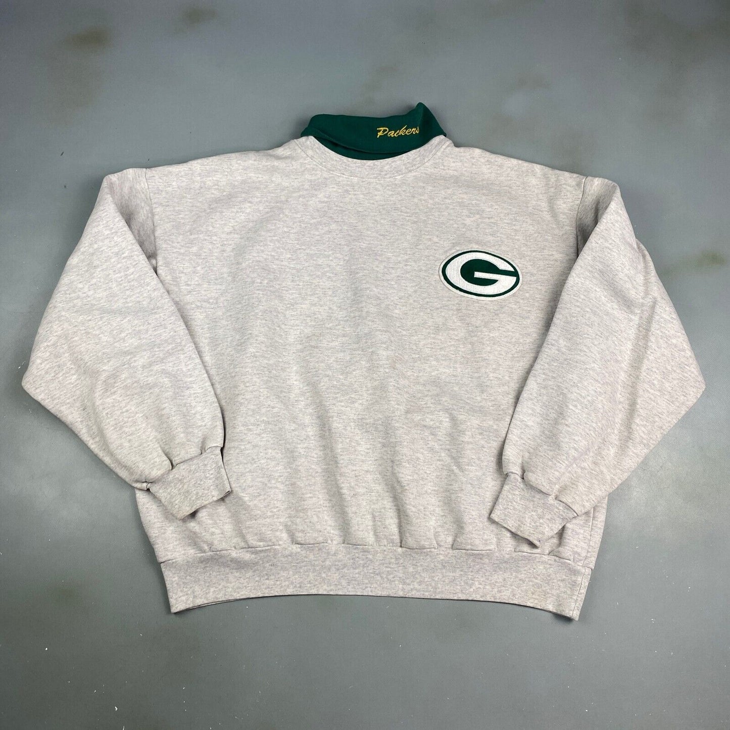 VINTAGE NFL Green Bay Packers Grey Turtle Neck Sweater sz XL Men Adult