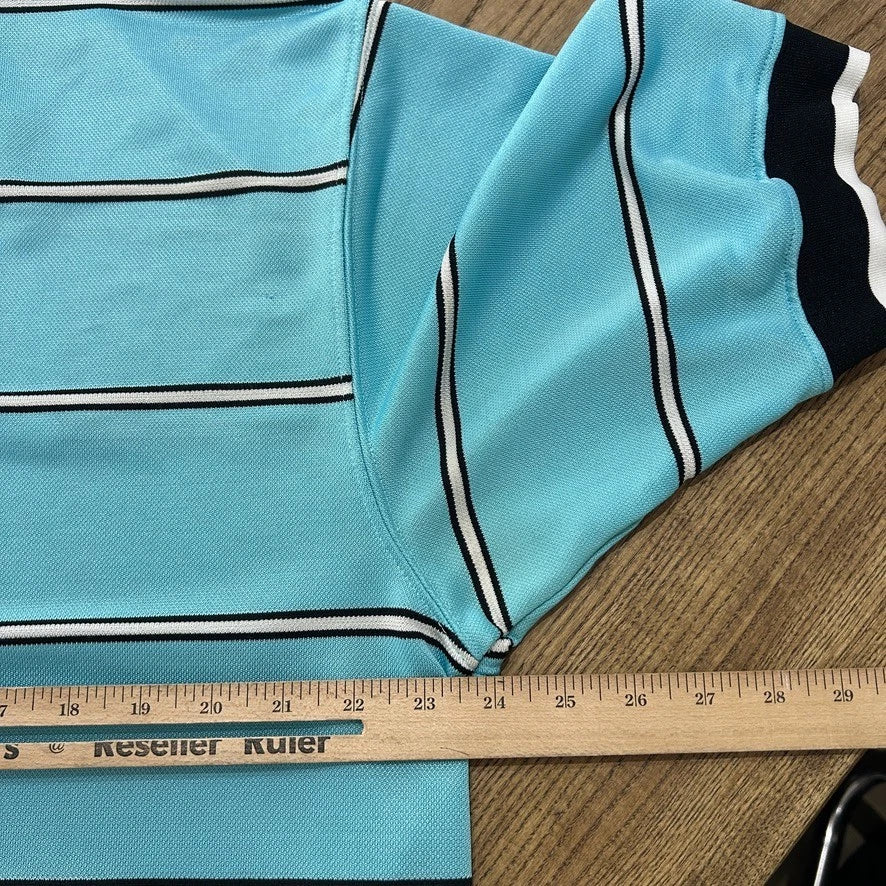 1990s | NIKE Team Sports Striped Teal Blue V-Neck Jersey T-Shirt sz L/XL
