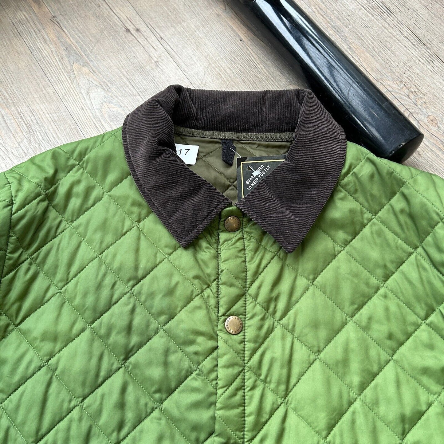 VINTAGE | BARBOUR Green Liner Trench Jacket Corduroy Collar sz XL Adult