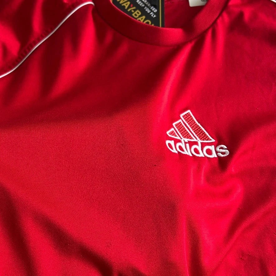 ADIDAS Y2k | Centre Logo Red Running Climalite Jersey T-Shirt sz XL